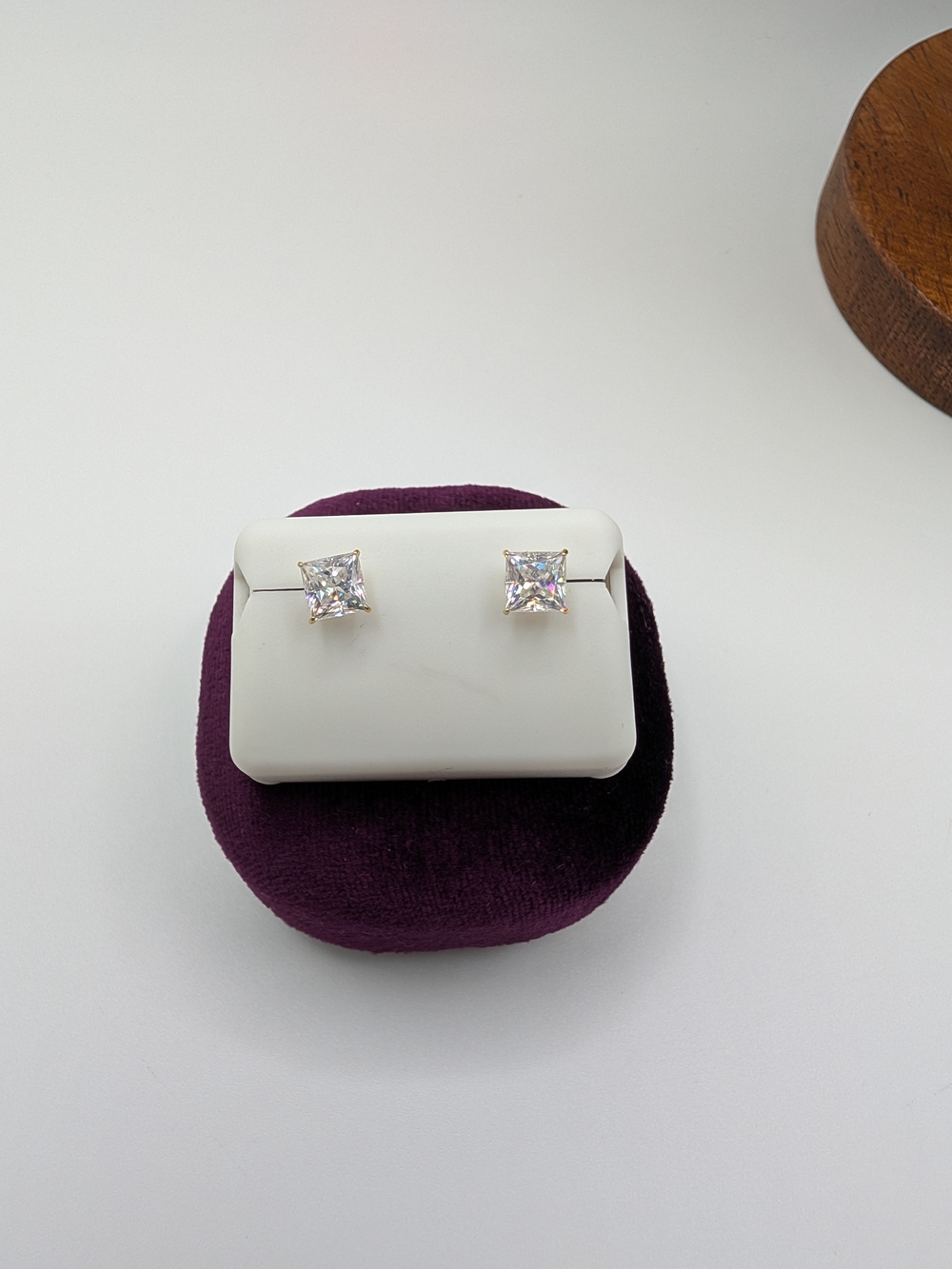 10K Yellow Gold 1.50 CTW Princess Cut Moissanite Stud Earrings